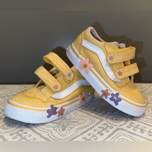 Vans Kids Yellow Floral Sneakers TDLR Size 7